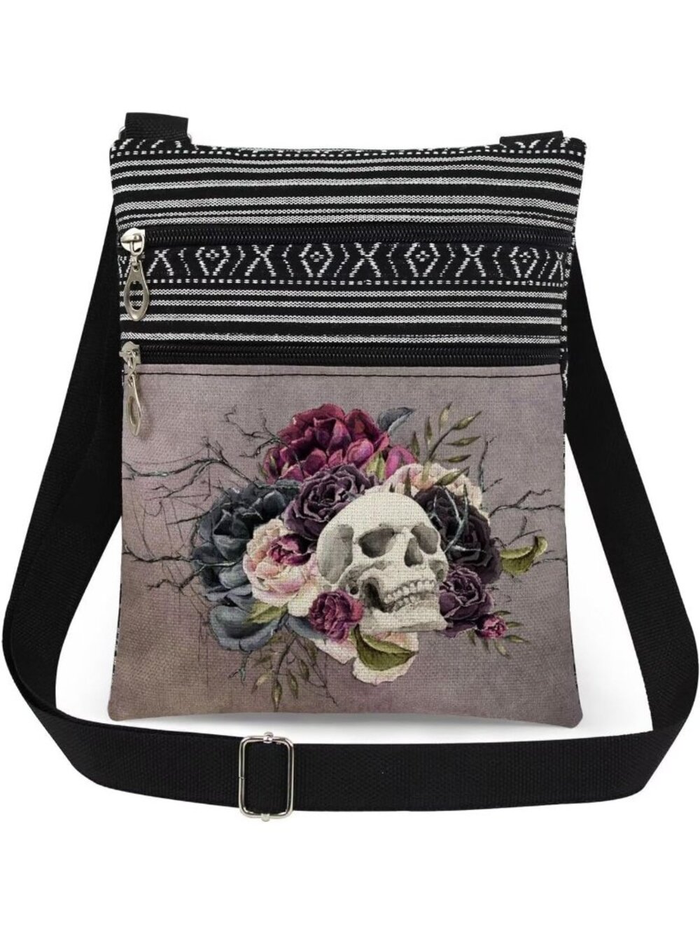 Women's Skulls Halloween Skull Pouch Adjustable Strap Zipper Crossbody Bag